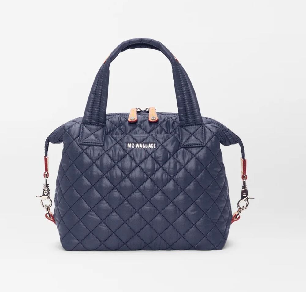 MZ Wallace Small Sutton Deluxe Quilted Bag Tote Navy Blue